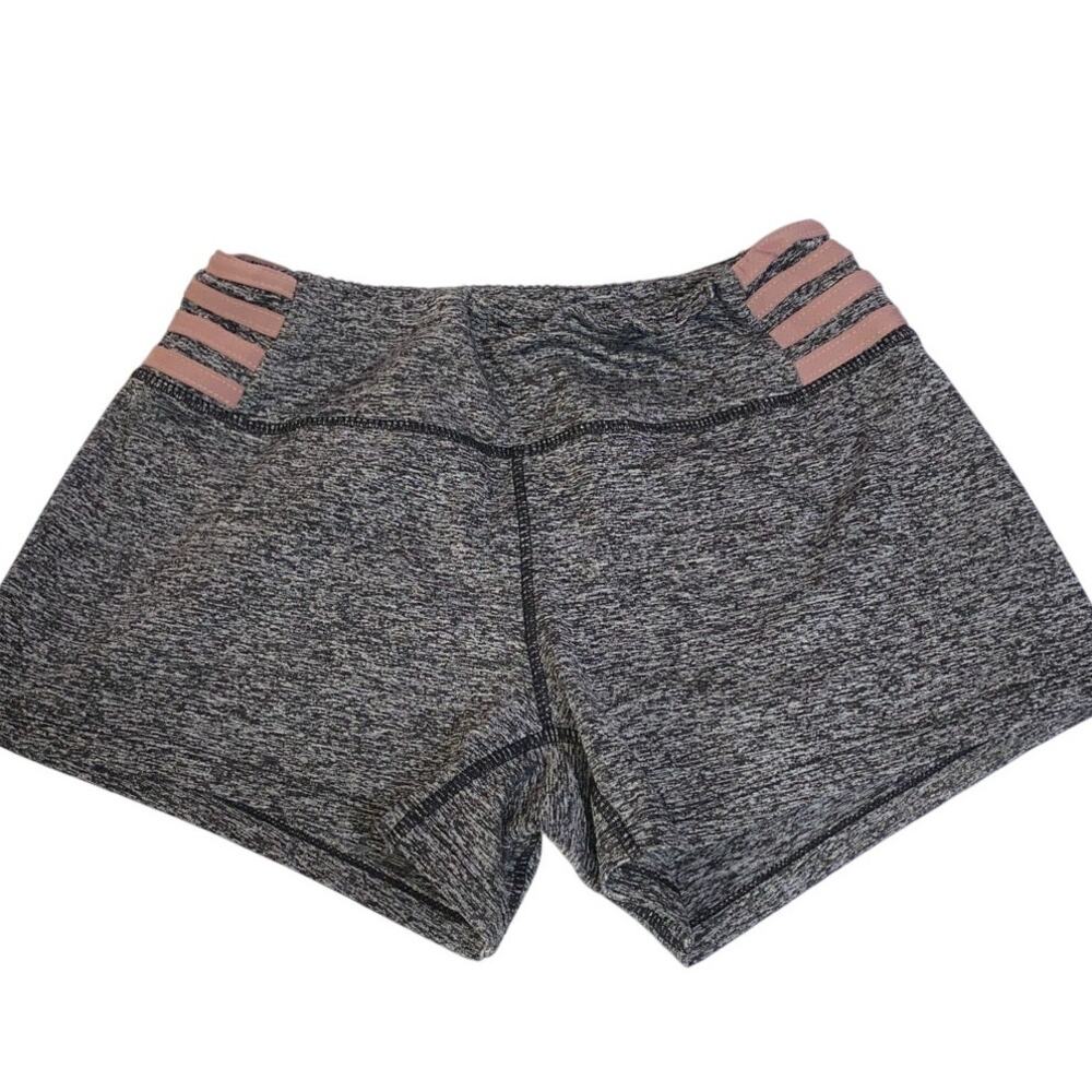 Always Heathered Activewear Gray Shorts SMALL Black Flat Front Stripe Detail